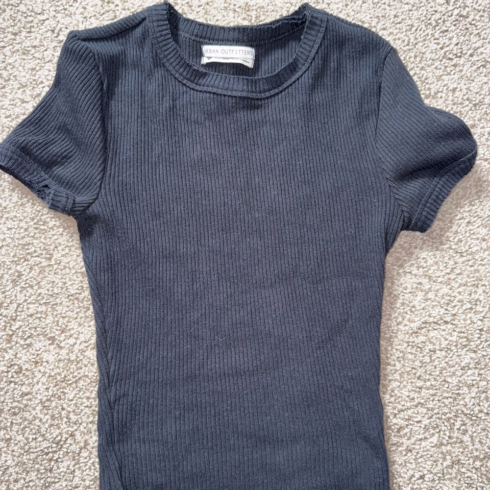 Urban Outfitters Black Ribbed Crewneck Tee